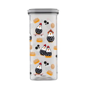 Pote Organizador Transparente Estampa de Galinhas 1 litro