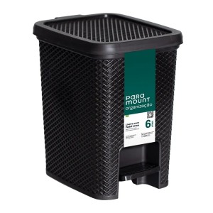 Lixeira Línea com Pedal de 6 litros Preta da Paramount